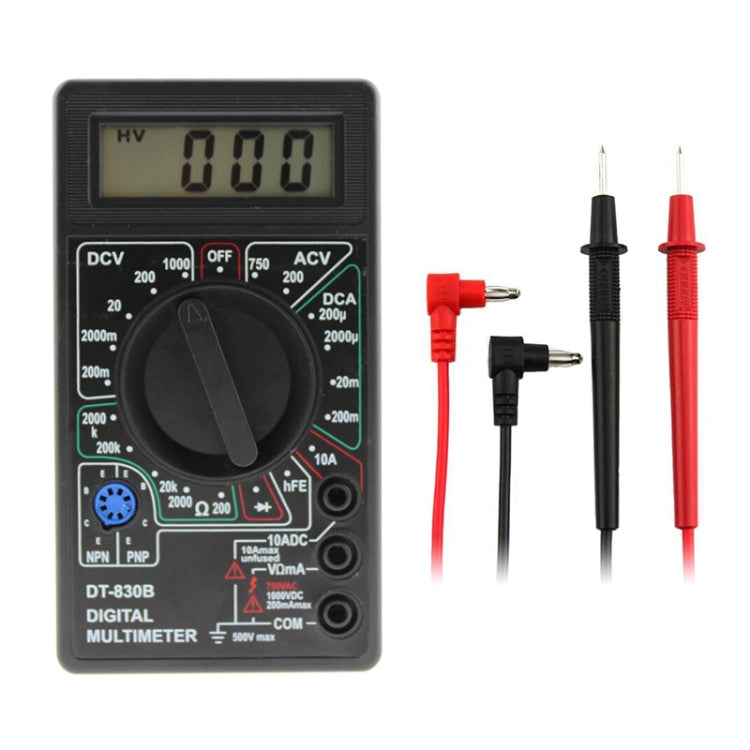 DT-830B Handheld Digital Multimeter Ammeter Voltmeter Digital Display Universal Tester Meter(Black) - Voltage Detector by buy2fix | Online Shopping UK | buy2fix
