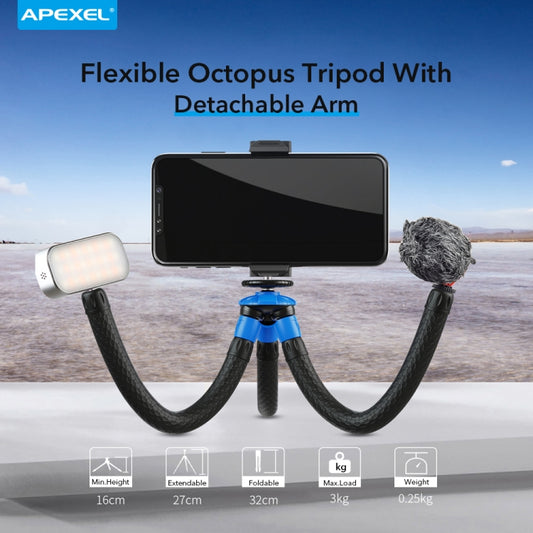 APEXEL APL-JJ07 Portable Hose Octopus Mini Mobile Phone Gopro Camera Selfie Live Stand(Blue Black) by APEXEL