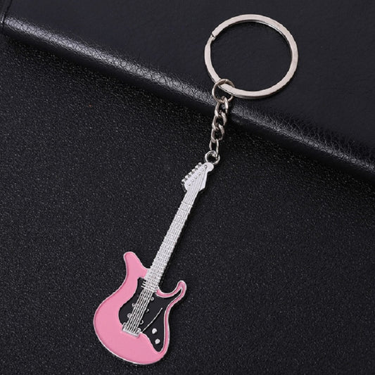 2 PCS Creative Guitar Keychain Metal Musical Instrument Pendant(Pink) by buy2fix