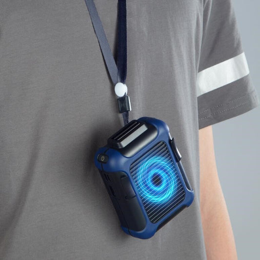 Wall-mounted Fan Outdoor USB Charging Waist-mounted Portable Fan(Black+Blue) by buy2fix