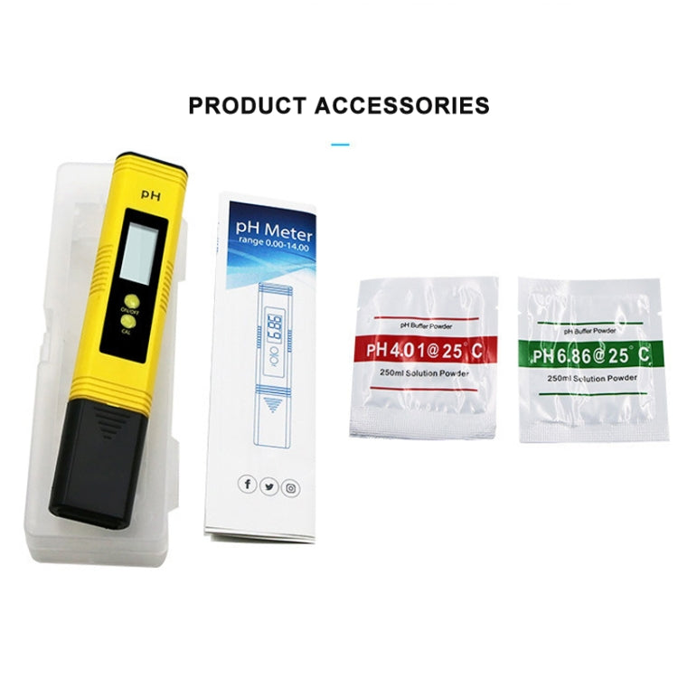 Portable High-precision PH Test Pen PH Acidity Meter PH Water Quality Detection Instrument(Yellow) - PH & Moisture Meter by buy2fix | Online Shopping UK | buy2fix