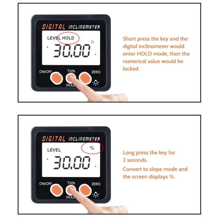 IP54 Precision Electronic Digital Display Inclinometer 4 x 90 Degree Protractor Angle Box - Other Tester Tool by buy2fix | Online Shopping UK | buy2fix