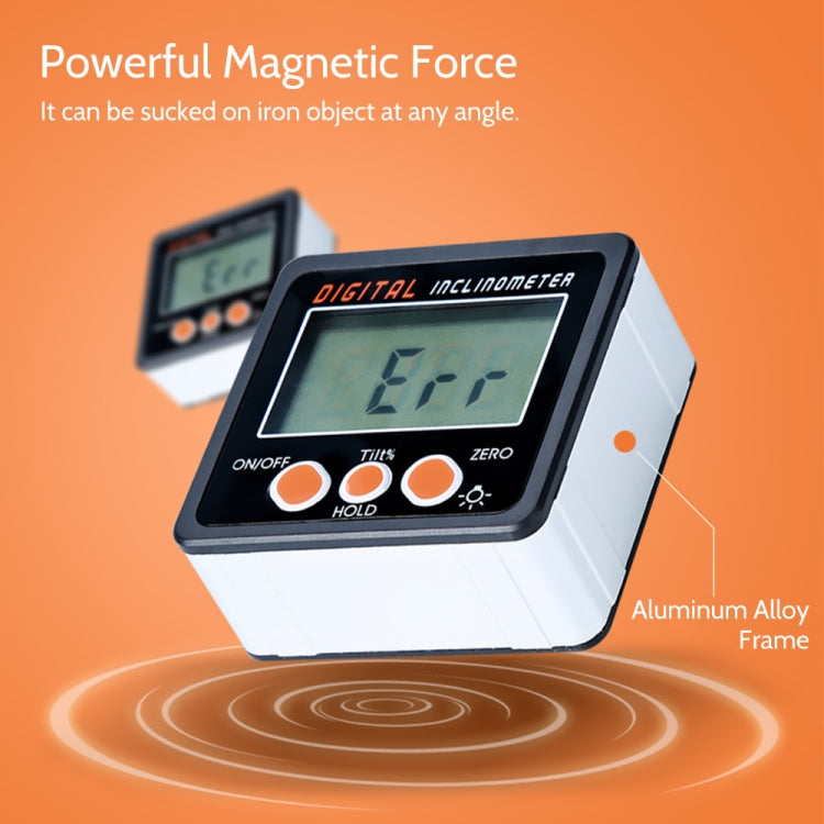 IP54 Precision Electronic Digital Display Inclinometer 4 x 90 Degree Protractor Angle Box - Other Tester Tool by buy2fix | Online Shopping UK | buy2fix