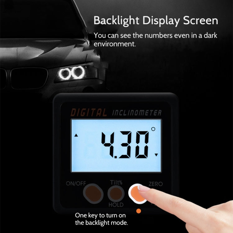IP54 Precision Electronic Digital Display Inclinometer 4 x 90 Degree Protractor Angle Box - Other Tester Tool by buy2fix | Online Shopping UK | buy2fix