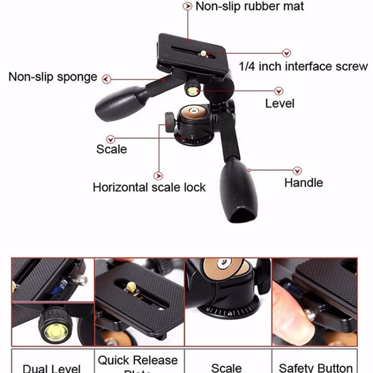 Q620 4-Section Folding Legs Heavy Duty Aluminum Alloy Tripod With Three-Dimensional Damping Tripod Heads - Tripods by buy2fix | Online Shopping UK | buy2fix