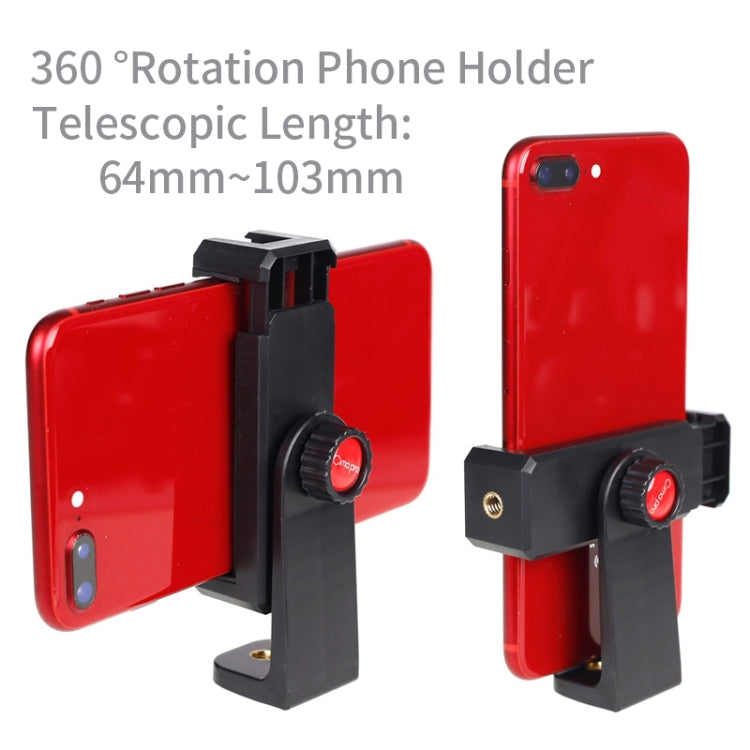 Xiletu Xj-12 Live Broadcast Bracket Fixing Clip Tripod Mount Phone Clamp with 1/4 inch Screw Holes & Cold Shoe Base by Xiletu