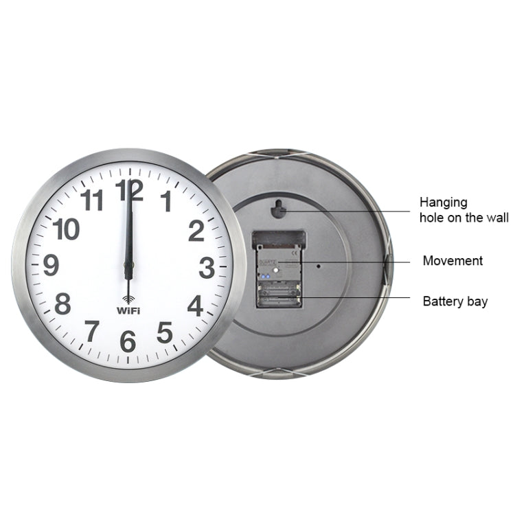 Smart Network Automatic Time Synchronization Wifi Wall Clock Modern Minimalist Silent Living Room Clock, Size:12 inch(Black) - Wall Clock by buy2fix | Online Shopping UK | buy2fix