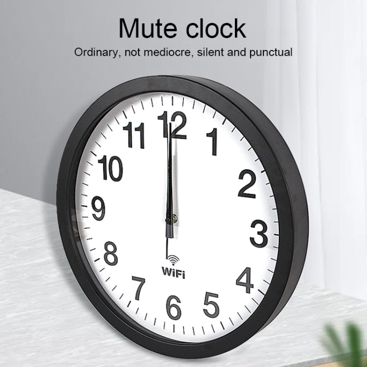 Smart Network Automatic Time Synchronization Wifi Wall Clock Modern Minimalist Silent Living Room Clock, Size:12 inch(Black) - Wall Clock by buy2fix | Online Shopping UK | buy2fix