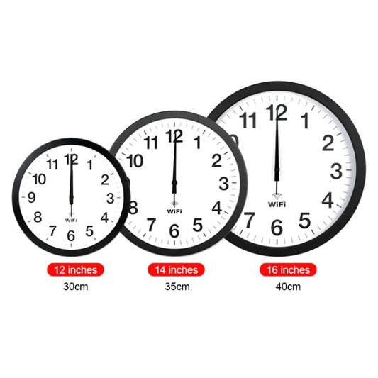 Smart Network Automatic Time Synchronization Wifi Wall Clock Modern Minimalist Silent Living Room Clock, Size:14 inch(Black) by buy2fix