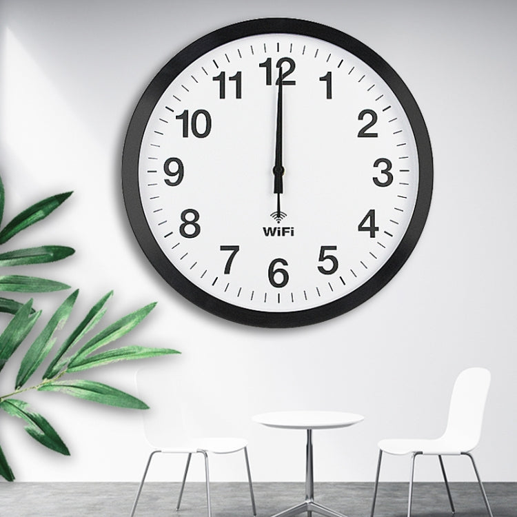 Smart Network Automatic Time Synchronization Wifi Wall Clock Modern Minimalist Silent Living Room Clock, Size:16 inch(White) by buy2fix