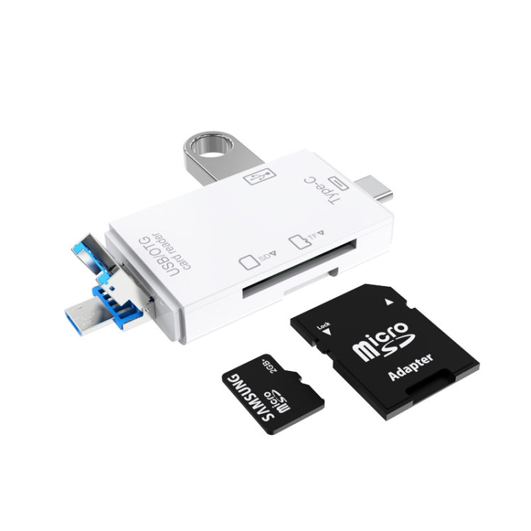 2 PCS Type-C & Micro USB & USB 2.0 3 in 1 Ports Multi-function Card Reader, Support U Disk / TF / SD( White) - Card Reader by buy2fix | Online Shopping UK | buy2fix