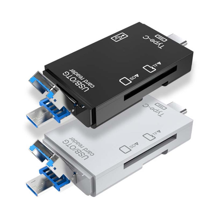 2 PCS Type-C & Micro USB & USB 2.0 3 in 1 Ports Multi-function Card Reader, Support U Disk / TF / SD( White) - Card Reader by buy2fix | Online Shopping UK | buy2fix