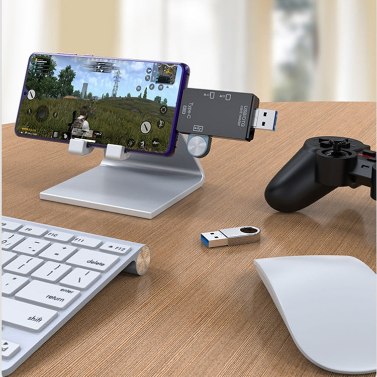 2 PCS Type-C & Micro USB & USB 2.0 3 in 1 Ports Multi-function Card Reader, Support U Disk / TF / SD( White) - Card Reader by buy2fix | Online Shopping UK | buy2fix