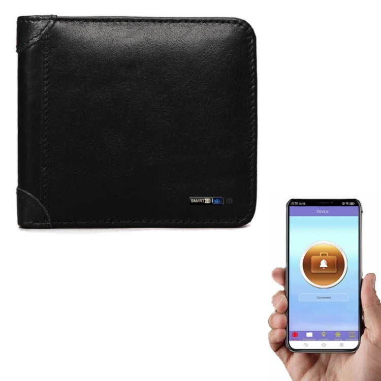 Men Leather Business Wallet Smart Anti-Lost Anti-Theft Wallet, Style:Smart(Black) - Wallets by buy2fix | Online Shopping UK | buy2fix