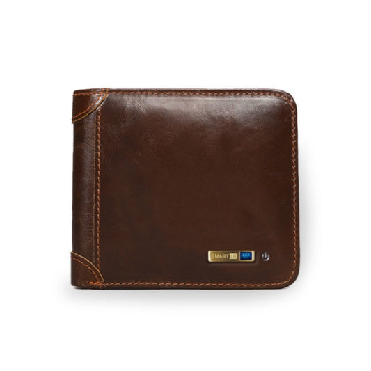 Men Leather Business Wallet Smart Anti-Lost Anti-Theft Wallet, Style:Smart(Brown) by buy2fix