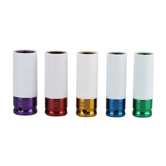 5 In 1 15/17/19/21/22mm Socket Set Tire Change Wrench Head Wheel Protection Sleeve by buy2fix