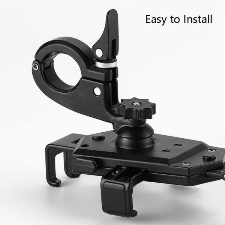Bicycle Mobile Phone Holder Can Rotate And Adjust Fixed Aluminum Alloy Bracket Automatic Grab Bracket, Style:Rearview Mirror Installation(Black) by buy2fix