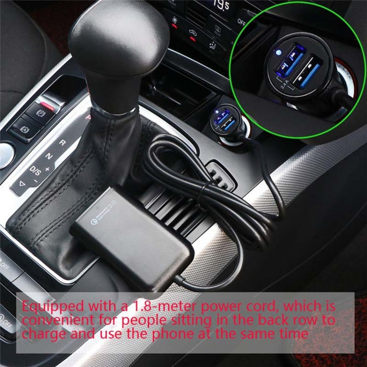 One For Four 8A Car Charger QC3.0 Fast Charge 4USB Car Front And Rear Seat Car Charger - Car Charger by buy2fix | Online Shopping UK | buy2fix