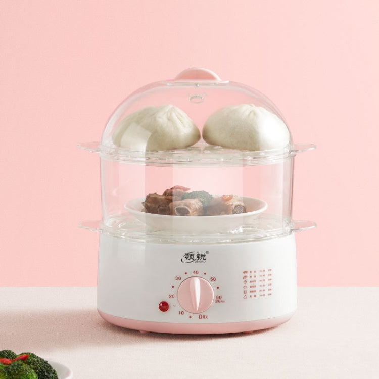 LINGRUI Timer Mini Multi-Function Egg Cooker Automatic Power Off Home Breakfast Machine, CN Plug, Specification:Double Layers(Grey) - Rice Cookers by buy2fix | Online Shopping UK | buy2fix