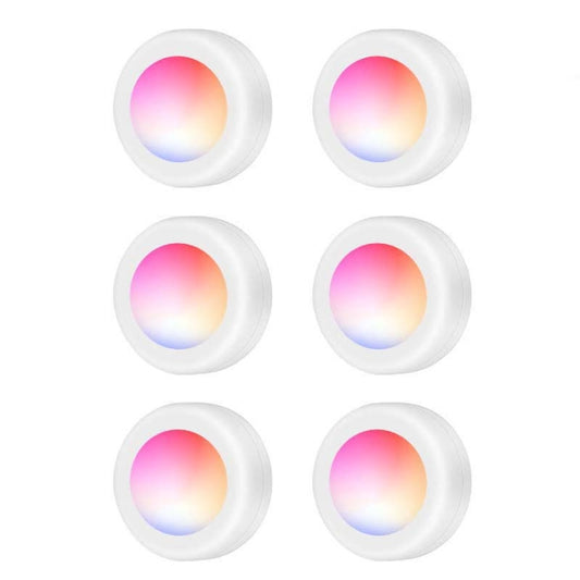 6 PCS / Set 16 Color RGB LED Night Light Strobe Atmosphere Pat Light Remote Control Cabinet Light with 2 Remote Control by buy2fix
