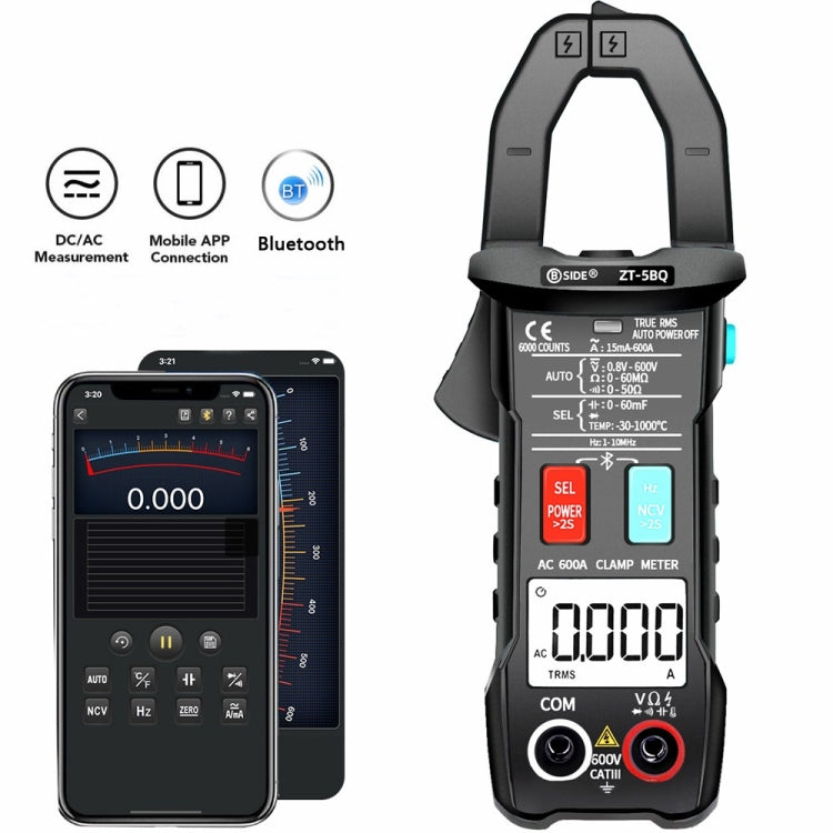 BSIDE Bluetooth 5.0 6000 Words High Precision Smart AC Clamp Meter, Specification: ZT-5BQ+C3140 Clip - Digital Multimeter by BSIDE | Online Shopping UK | buy2fix