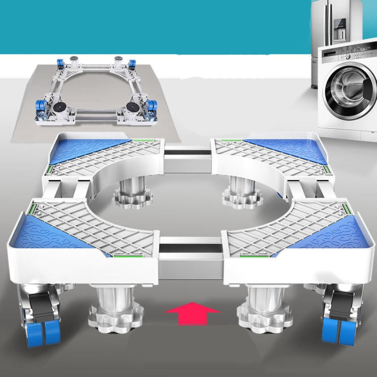 Double Tubes 4 Wheels + 4 Legs Adjustable Stainless Steel Refrigerator Bracket Washing Machine Base Bracket - Washing Machines & Accessories by buy2fix | Online Shopping UK | buy2fix