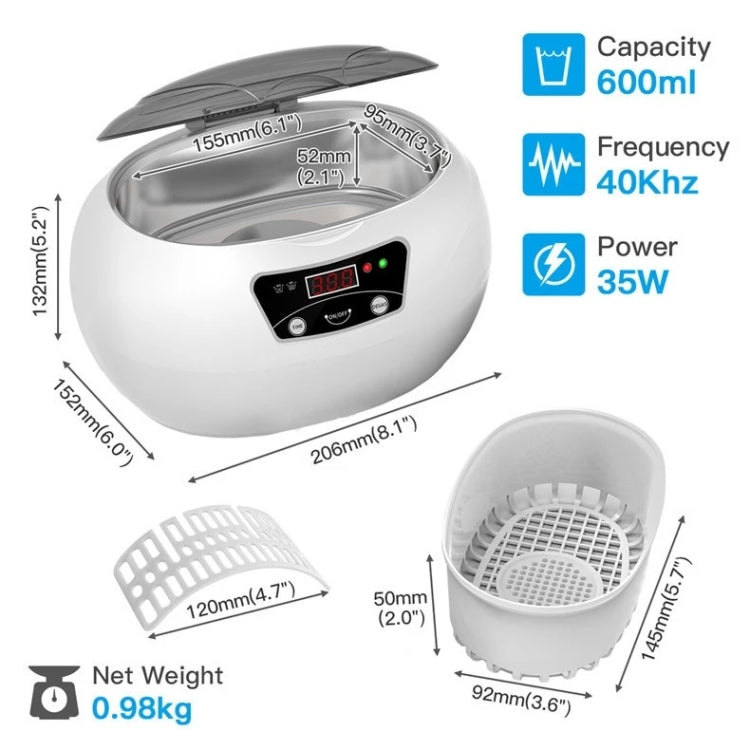 35W 600ml Mini Ultrasonic Cleaner Glasses Jewelry Household Ultrasonic Cleaner, Plug Type:220V UK Plug - Ultrasonic Cleaner by buy2fix | Online Shopping UK | buy2fix