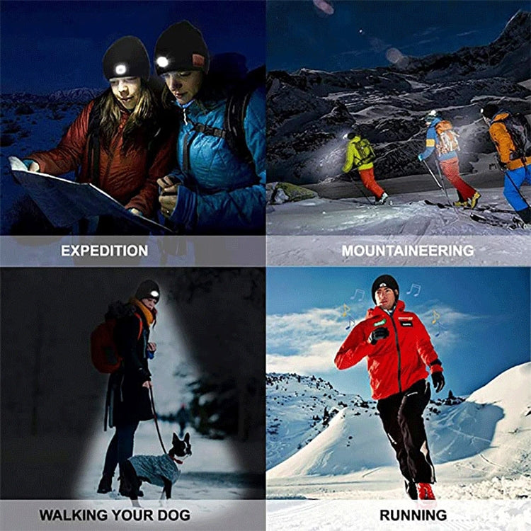 Outdoor Night Running Night Fishing LED Light Illumination Bluetooth 5.0 Knitted Hat (Navy Blue) by buy2fix