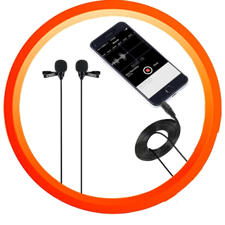 Wired Lavalier Microphone Condenser Double Head Microphone Two People Live Mobile Phone K Song Microphone, Specification: 515PU Bag(Black) by buy2fix