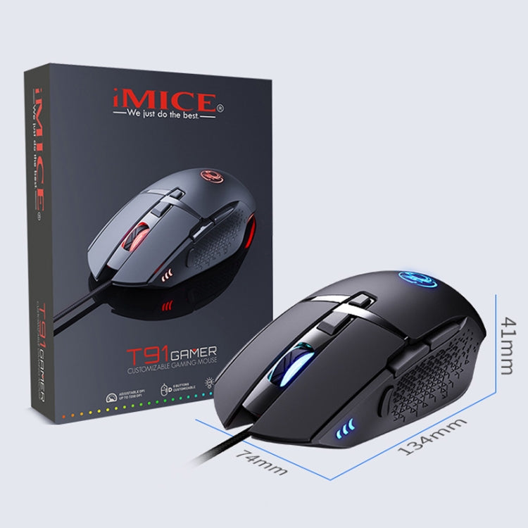 iMICE T91 8 Keys 7200DPI USB Wired Luminous Gaming Mouse, Cable Length: 1.8m by iMICE