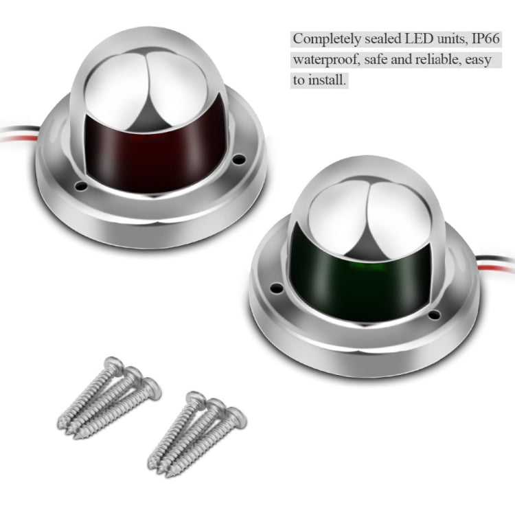 1 Pair Stainless Steel LED Navigation Light Red Green Sailing Signal Light for Marine Boat Yacht Warning Light, DC 12V - LED Light by buy2fix | Online Shopping UK | buy2fix