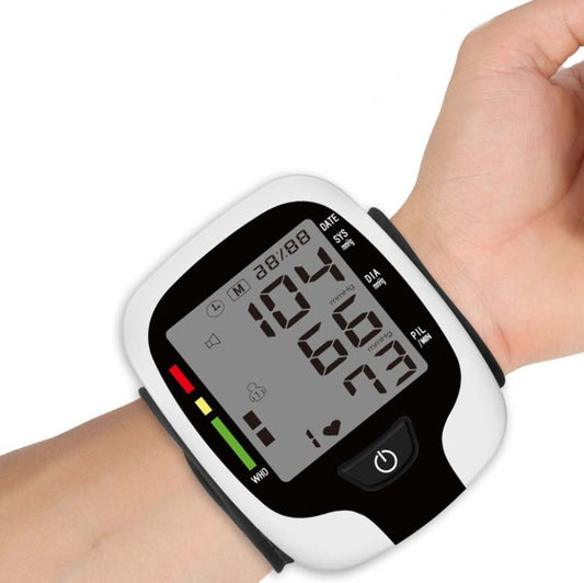Wrist Type Electronic Blood Pressure Monitor Home Automatic Wrist Type Blood Pressure Measurement, Style: No Voice Announcement(White English) by buy2fix