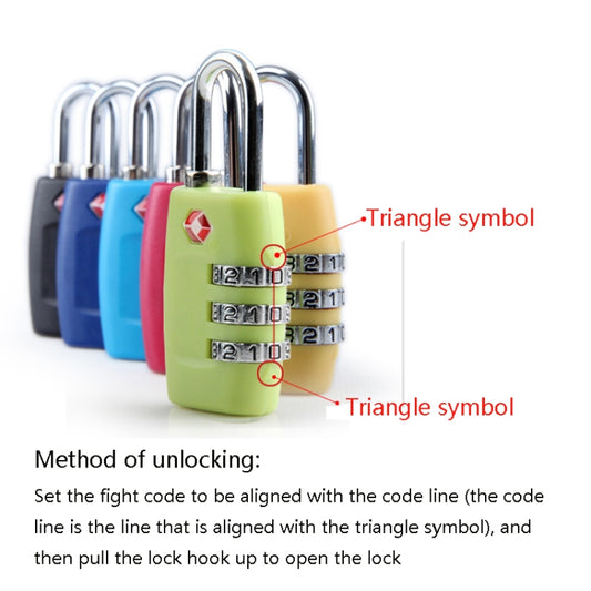 Customs Luggage Lock Overseas Travel Luggage Zipper Lock Plastic TSA Code Lock(Black) by buy2fix