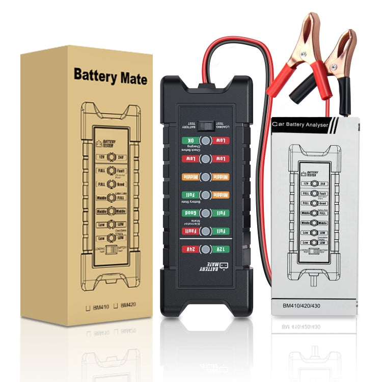 YAWOA BM410 Storage Battery Tester 12V/24V Load Test LED Smart Car Battery Tester Clip - Electronic Test by buy2fix | Online Shopping UK | buy2fix