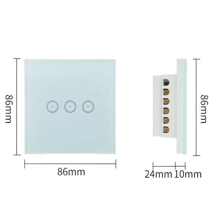 Wifi Wall Touch Panel Switch Voice Control Mobile Phone Remote Control, Model: White 3 Gang (Zero Firewire Wifi) - Smart Switch by buy2fix | Online Shopping UK | buy2fix
