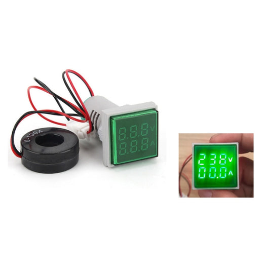 AD16-22FVA Square Signal Indicator Type Mini Digital Display AC Voltage And Current Meter(Green) - Current & Voltage Tester by buy2fix | Online Shopping UK | buy2fix