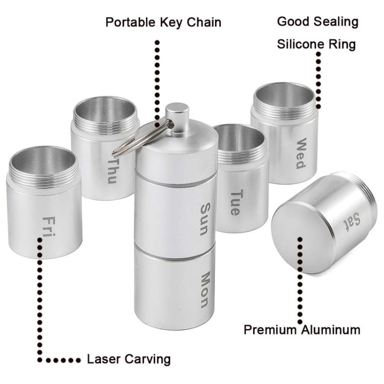 Sealed Waterproof 7 Days Split Aluminum Alloy Metal Pill Box - Pill Boxes by buy2fix | Online Shopping UK | buy2fix