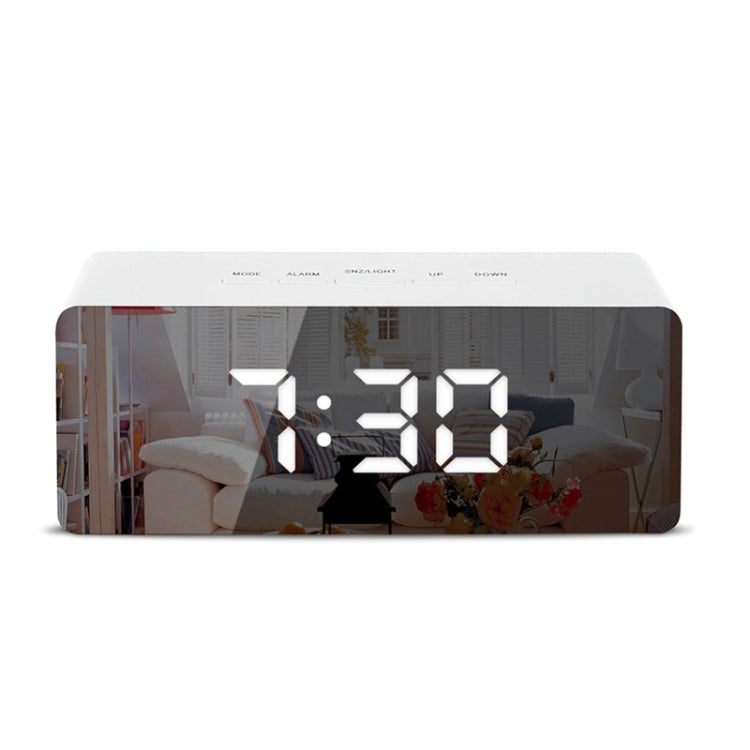 LED Mirror Alarm Clock Digital Snooze Table Clock Electronic Time Temperature Large Display White Light - Wall Clock by buy2fix | Online Shopping UK | buy2fix