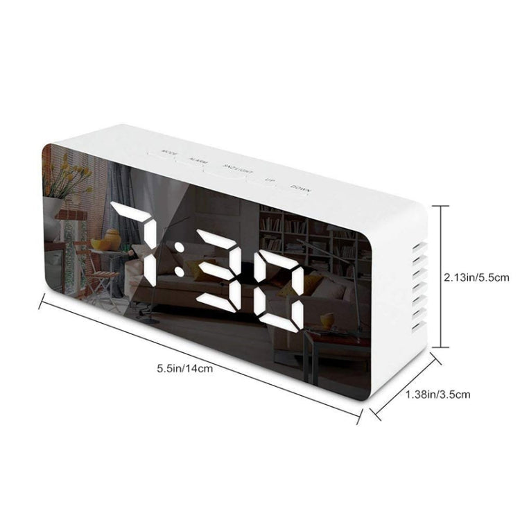 LED Mirror Alarm Clock Digital Snooze Table Clock Electronic Time Temperature Large Display White Light - Wall Clock by buy2fix | Online Shopping UK | buy2fix
