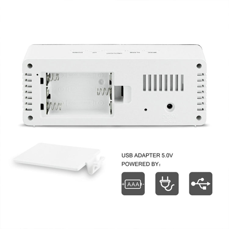 LED Mirror Alarm Clock Digital Snooze Table Clock Electronic Time Temperature Large Display White Light - Wall Clock by buy2fix | Online Shopping UK | buy2fix