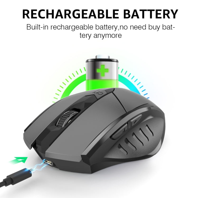 Inphic PM6 6 Keys 1000/1200/1600 DPI Home Gaming Wireless Mechanical Mouse, Colour: Gray Wireless Charging Silent Version by Inphic