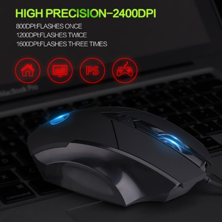 Inphic PW1 Game Mute Macro Definition Illuminated Wired Mouse, Cable Length: 1.5m(Black Game Version) - Wired Mice by Inphic | Online Shopping UK | buy2fix