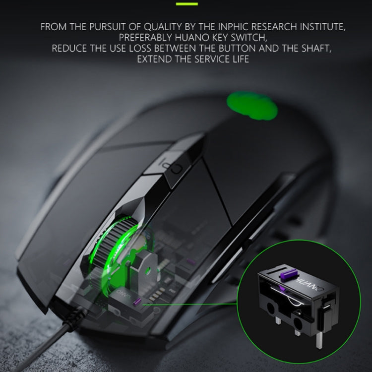 Inphic PW1 Game Mute Macro Definition Illuminated Wired Mouse, Cable Length: 1.5m(Black Game Version) - Wired Mice by Inphic | Online Shopping UK | buy2fix