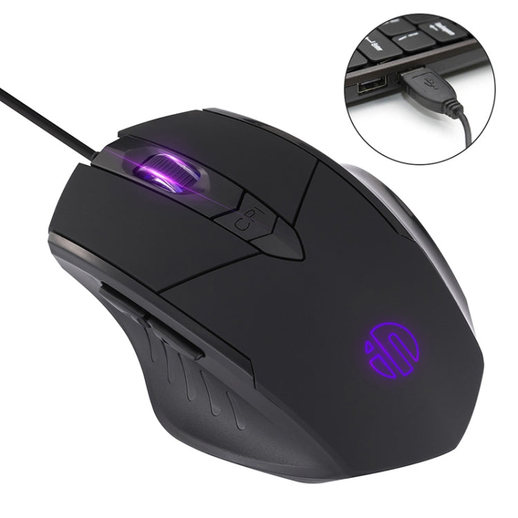 Inphic PW1 Game Mute Macro Definition Illuminated Wired Mouse, Cable Length: 1.5m(Black Game Version) - Wired Mice by Inphic | Online Shopping UK | buy2fix