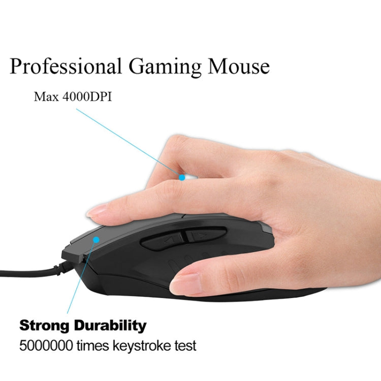 Inphic PW1 Game Mute Macro Definition Illuminated Wired Mouse, Cable Length: 1.5m(Black Game Version) - Wired Mice by Inphic | Online Shopping UK | buy2fix
