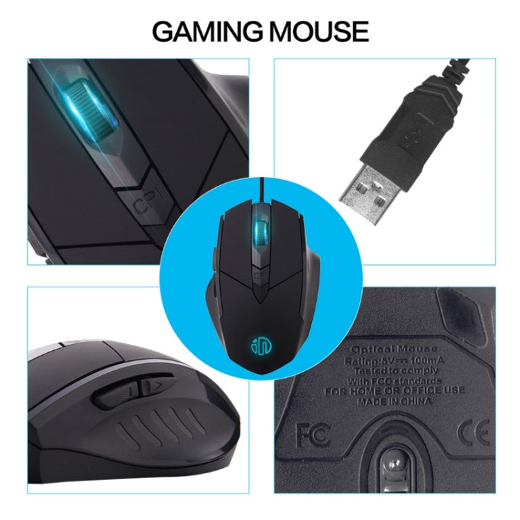 Inphic PW1 Game Mute Macro Definition Illuminated Wired Mouse, Cable Length: 1.5m(Black Game Version) - Wired Mice by Inphic | Online Shopping UK | buy2fix