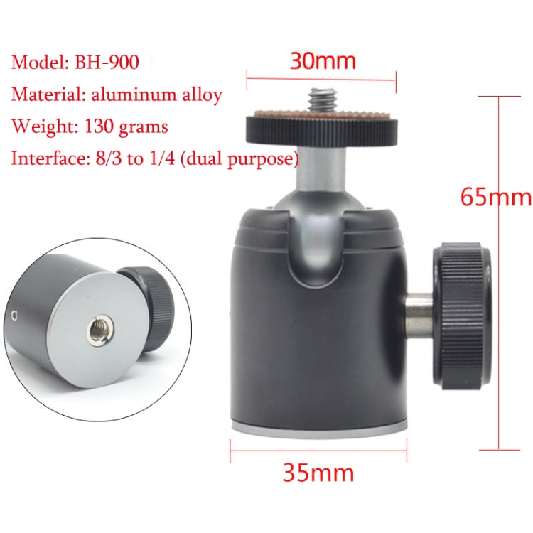 BH-900 Mini Desktop Aluminum Alloy Tripod Mini Ball Head 360 Degree Pan 90 Degree Tilt Tripod - Tripod Heads by buy2fix | Online Shopping UK | buy2fix