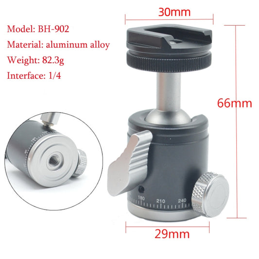 BH-902 Mini Desktop Aluminum Alloy Tripod Mini Ball Head 360 Degree Pan 90 Degree Tilt Tripod by buy2fix