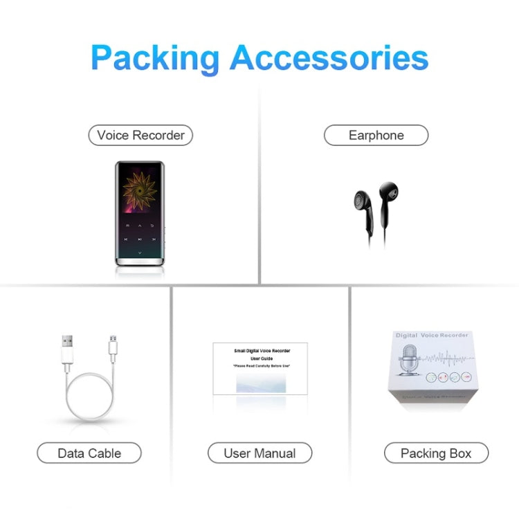 M13 High-Definition Noise Reduction Recorder Music MP4 Player, Support Recording / E-Book / TF Card Without Bluetooth(Black), Capacity: 8GB by buy2fix