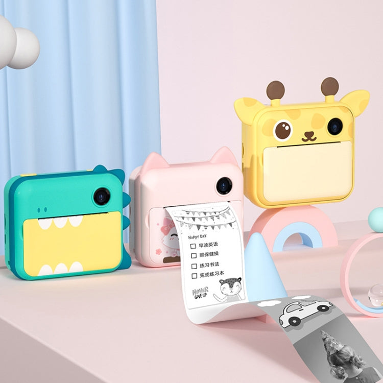 P1 Green Dinosaur 32GB Children Instant Camera 1200W Front And Rear Dual-Lens Mini Print Photographic Digital Camera Toy - Children Cameras by buy2fix | Online Shopping UK | buy2fix
